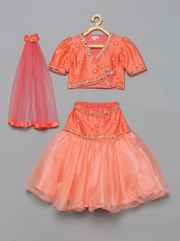 Pre-Order: Peach Fish Lehenga Choli set with Dupatta