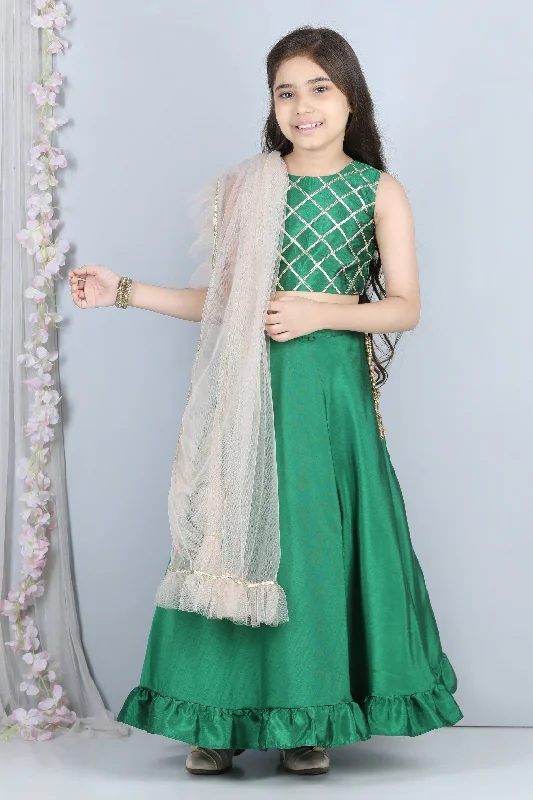 Pre-Order: Gotta work blouse with Lehenga and Net Dupatta with frill