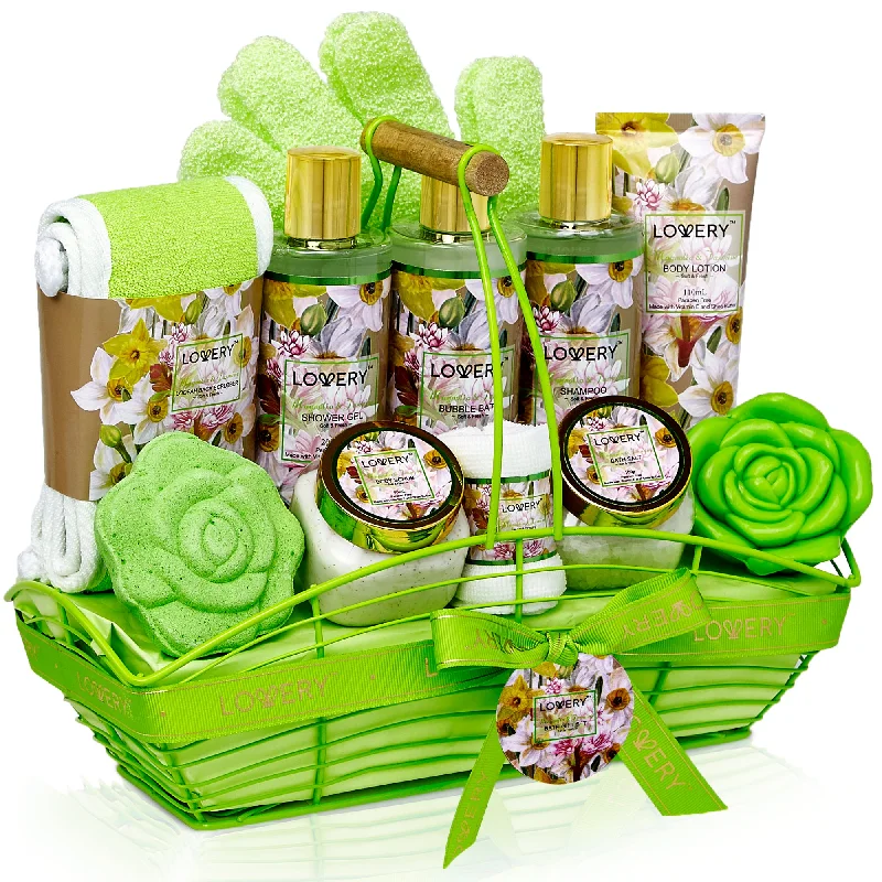 Lovery Home Spa Gift Baskets - Magnolia & Jasmine Scent - 13pc set