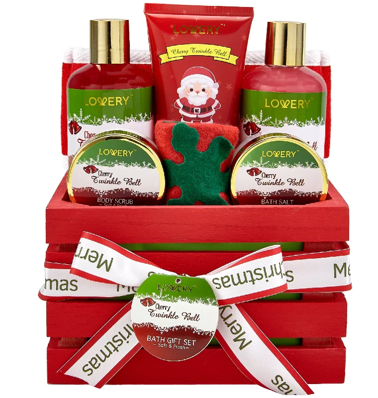 Lovery Bath And Body Christmas Gift Cherry Twinkle Bell Home Spa Set