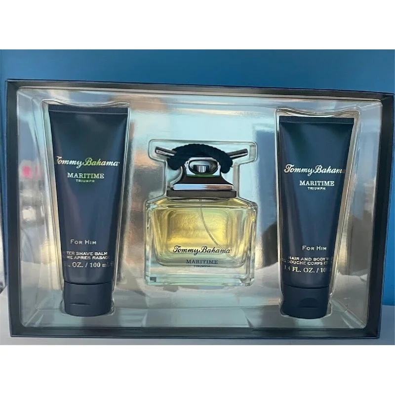 Tommy Bahama  4.2 oz & 3.4 oz Mens Tommy Bahama Maritime Triumph After Shave Balm & Hair & Body Wash Eau De Cologne Spray