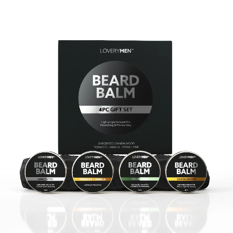 LOVERYMEN Beard Balm 4-Pack Gift Set - Premium Grooming Collection