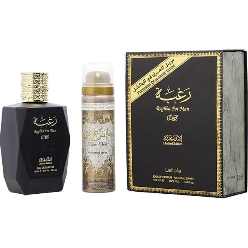 Lattafa  Lattafa Raghba Man Eau De Parfum Spray 3.4 oz & Deodorant Spray 1.6 oz Gift Set