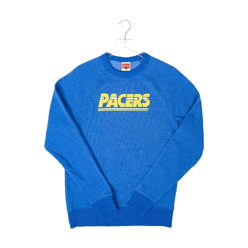 Adult Indiana Pacers Hardwood Classics Wordmark Crewneck Sweatshirt in Royal by Homage