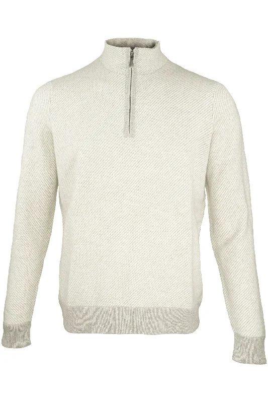 Raffi "The Kaden" 1/4 Zip Mock-neck Sweater Cloud