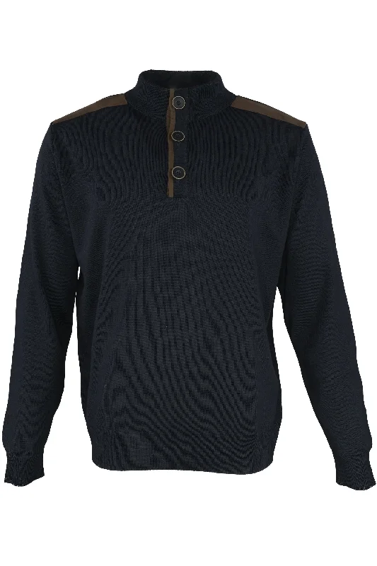 Inpore Quarter Button Sweater - Navy