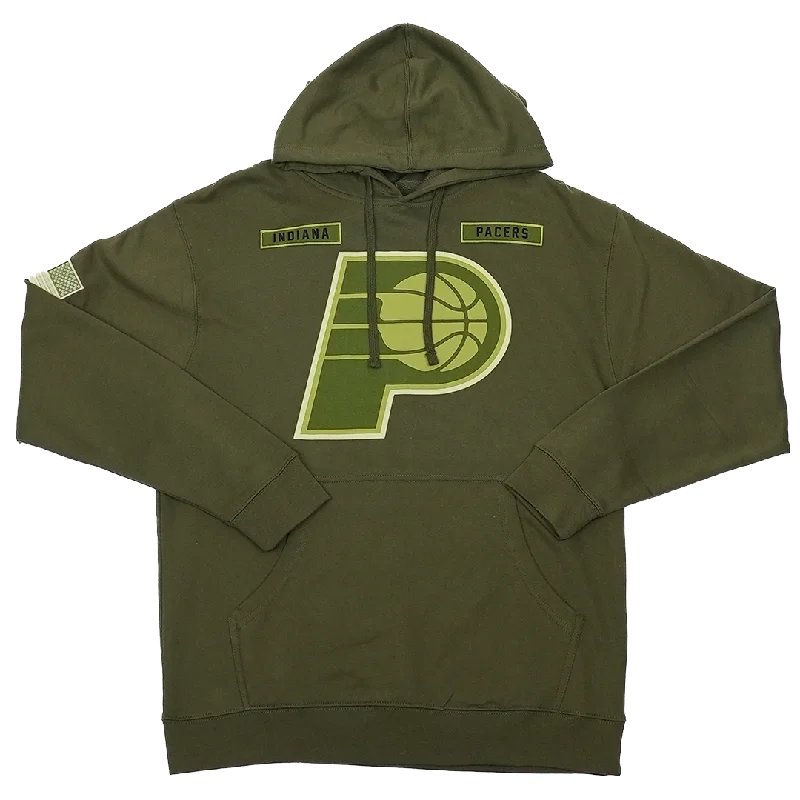 Adult Indiana Pacers Hoops for Troops Hooded Fleece in Green by Something Inked