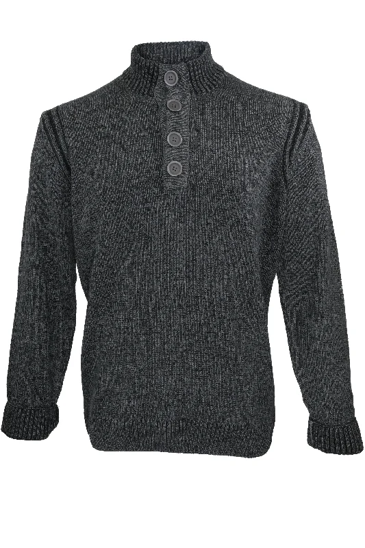 Codice Quarter Button Sweater - Charcoal