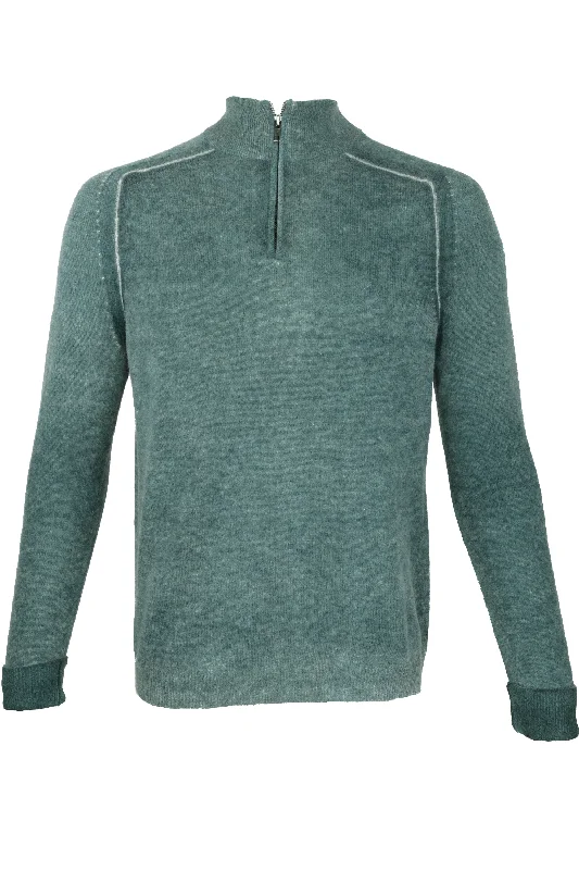 Autumn Cashmere Inked 1/4 Zip Pullover Sweater Green