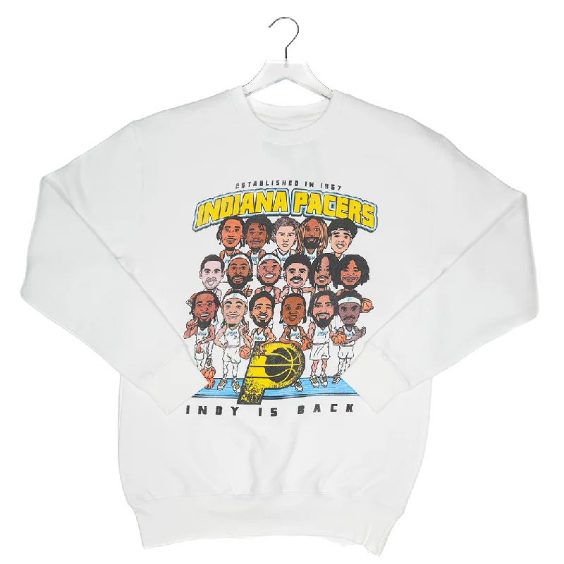 Adult Indiana Pacers 24-25' CITY EDITION Team Caricature Crewneck Sweatshirt in White by Item Of The Game