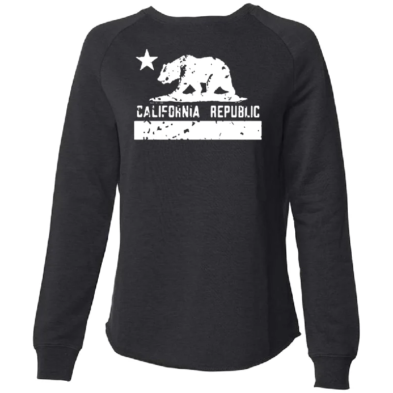 California Flag White Print Silhouette Super Soft Crewneck Sweater