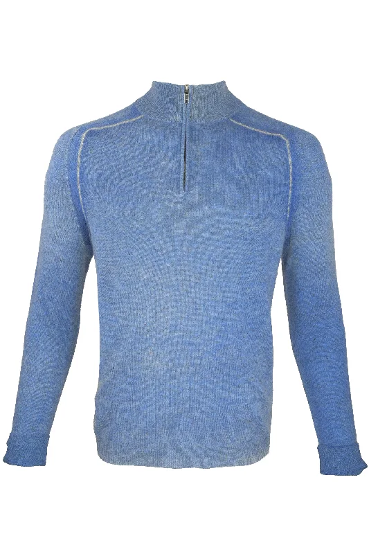 Autumn Cashmere Inked 1/4 Zip Pullover Sweater Blue