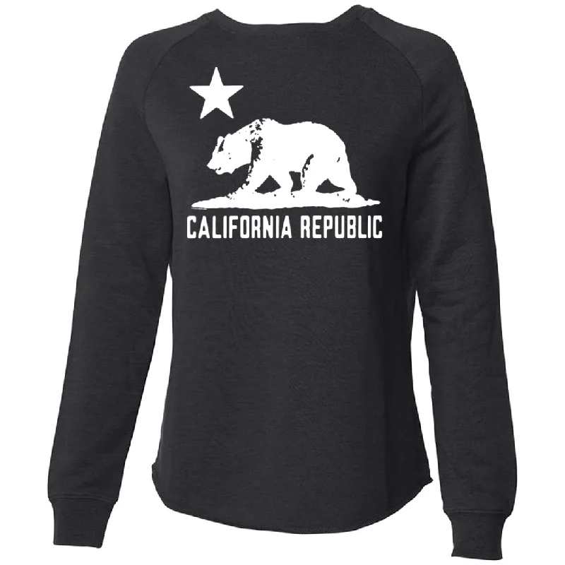 California Flag Oversize White Silhouette Super Soft Crewneck Sweater