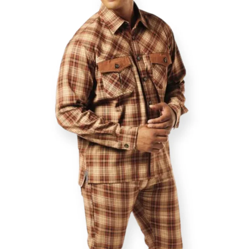 STACY ADAMS: Plaid Shirt Pant Set 2412