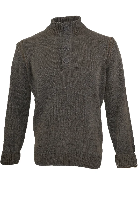 Codice Quarter Button Sweater - Brown