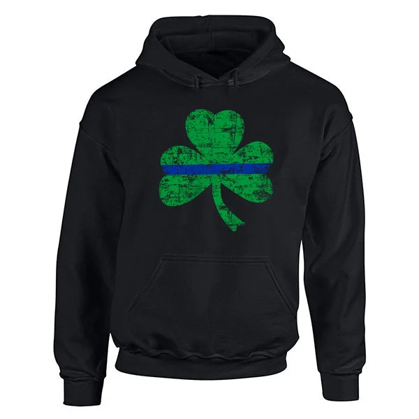 Unisex Thin Blue Line St. Patrick's Shamrock Hoodie