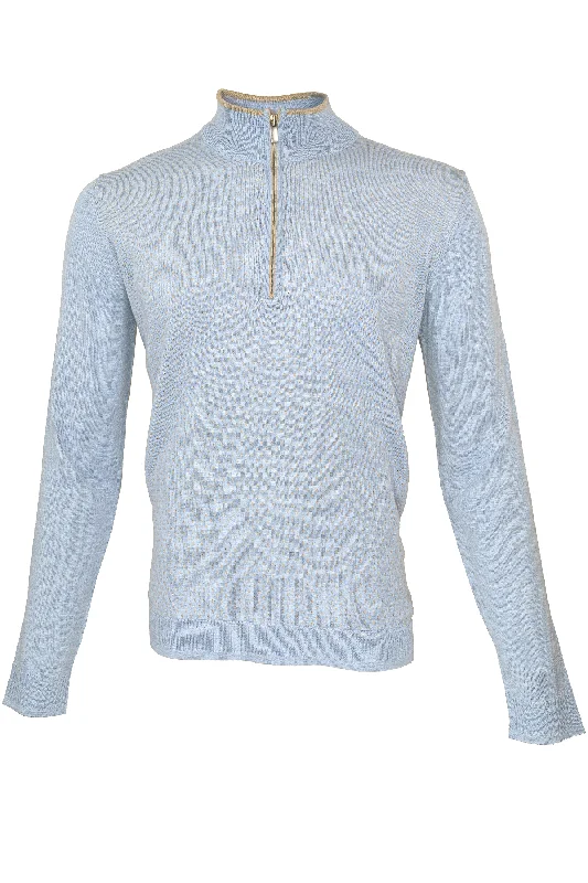 Codice Half Zip Sweater - Blue / Beige