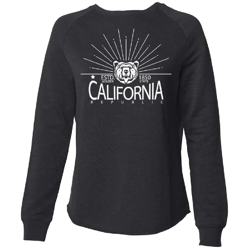 California Golden State White Print Super Soft Crewneck Sweater