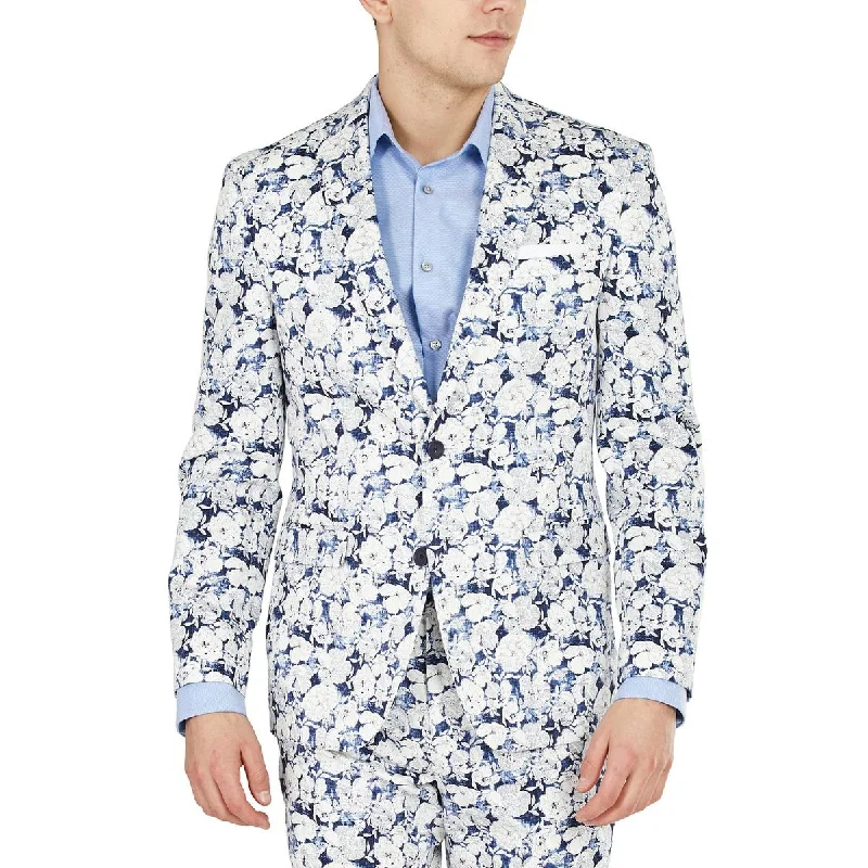 Bar III Mens Floral Print Slim Fit Blazer