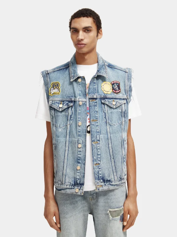 Denim trucker vest