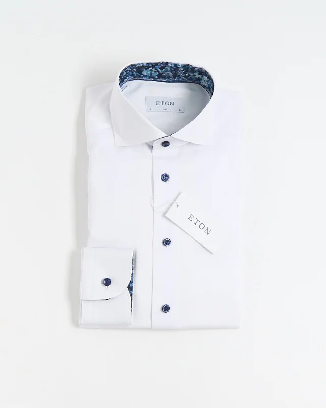 Floral Trim Twill Slim Shirt