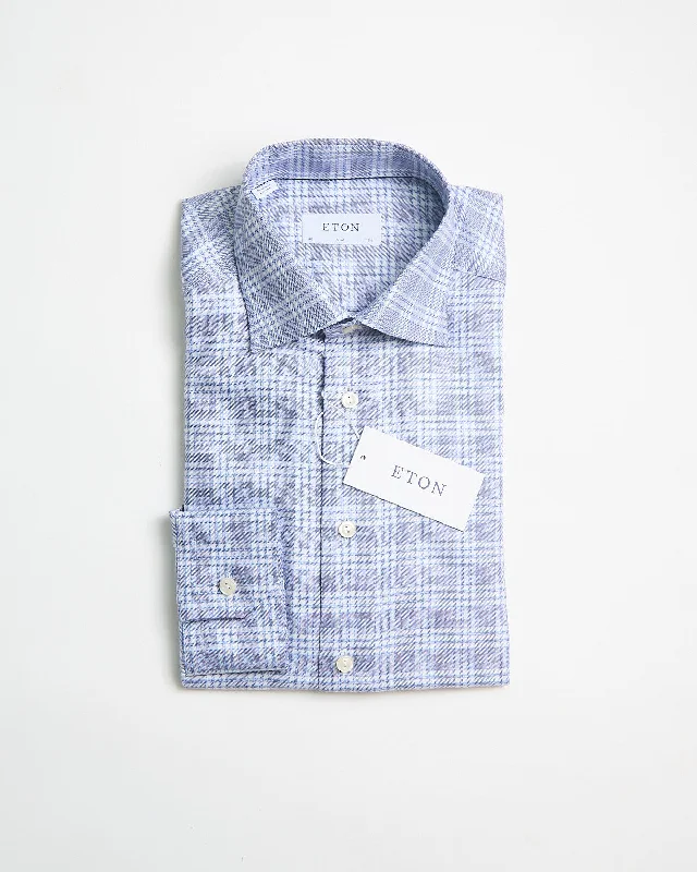 Light Blue Check King Twill Slim Shirt