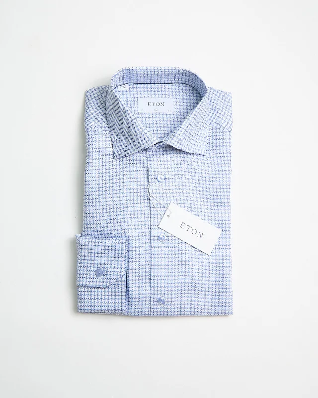 Light Blue King Twill Check Slim Shirt