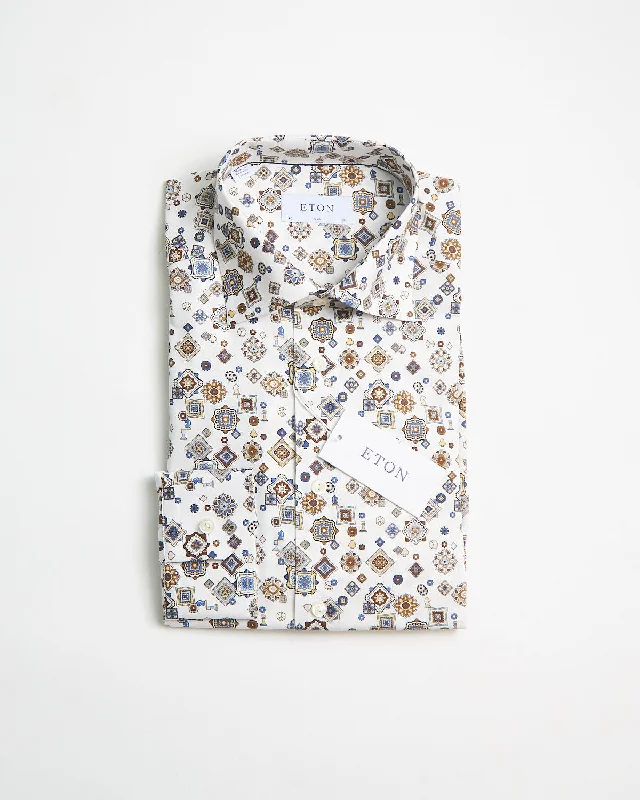 Multi Motif Signature Twill Slim Shirt