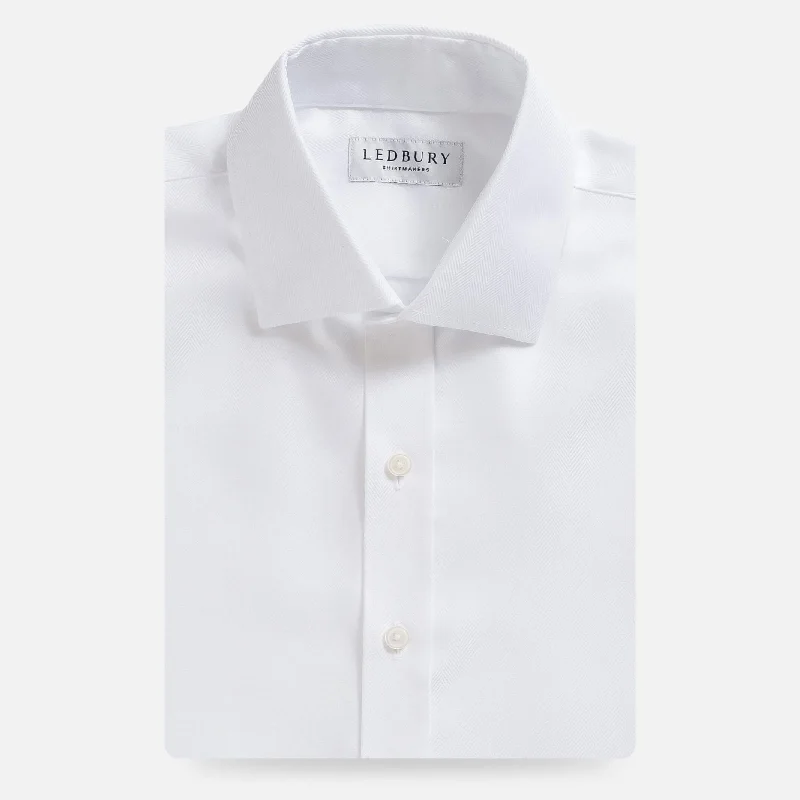 The White Canbury Herringbone Non Iron Custom Shirt