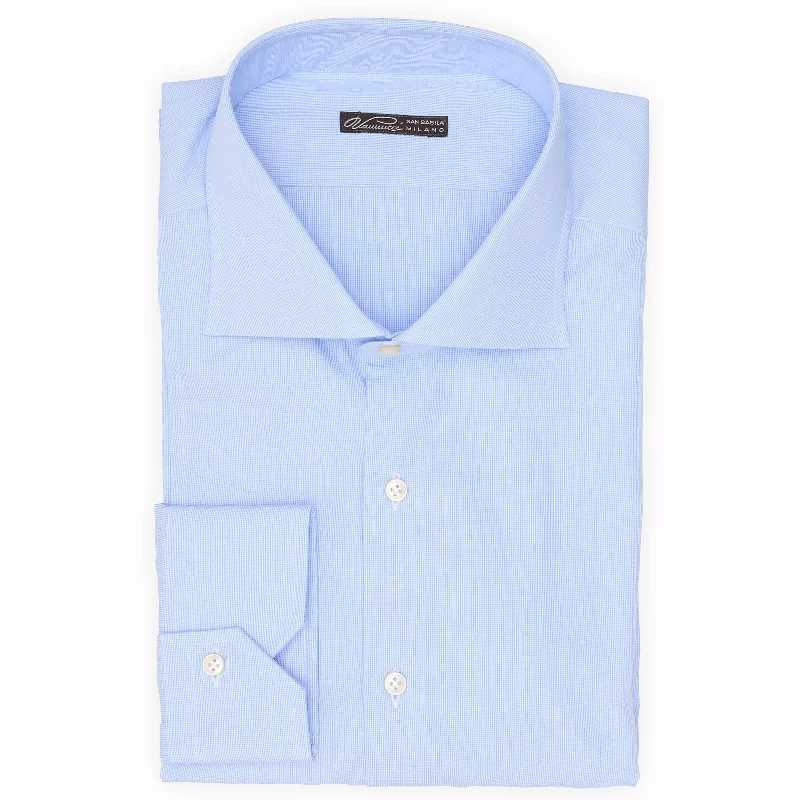 VANNUCCI Milano Blue Cotton Dress Shirt EU 46 NEW US 18.5