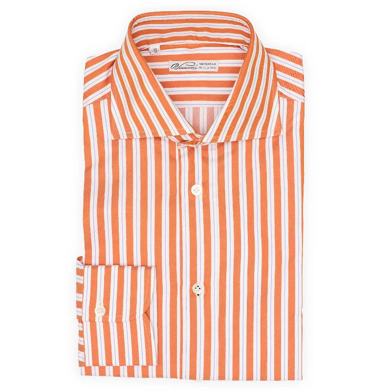 VANNUCCI Milano Multicolor Striped Twill Cotton Dress Shirt EU 38 NEW US 15