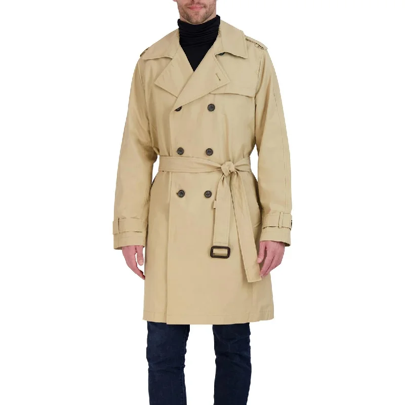 Vince Camuto Mens Cotton Blend Double Breasted Trench Coat