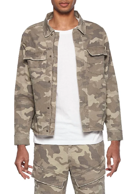 Woven Camo Jacket In Desert Camo