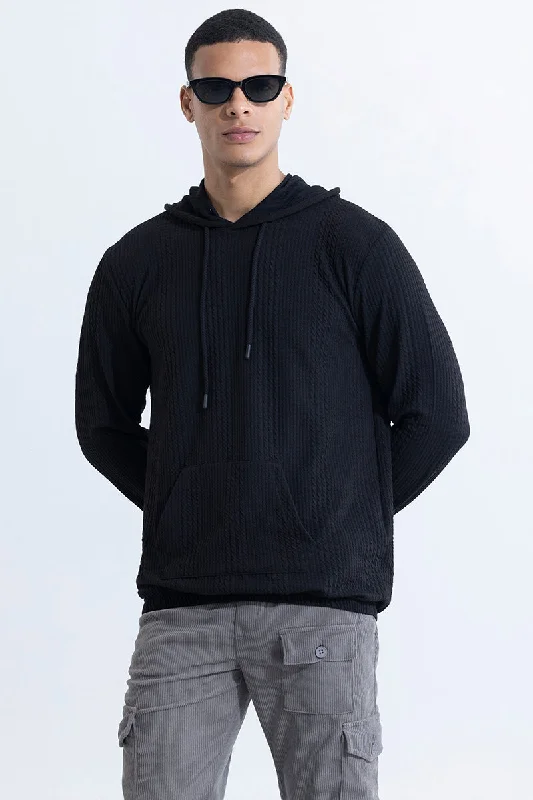 Liney Black Hoodie