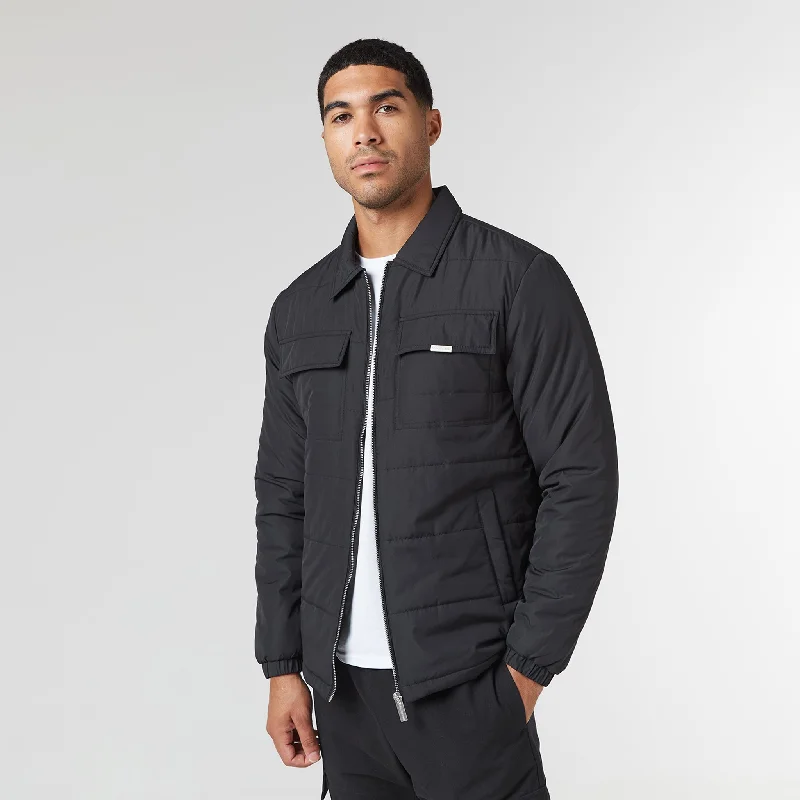 Quilted Overshirt Jacket | Black