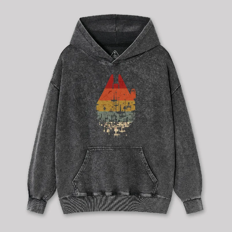 Retro Space Ship Washed Hoodie