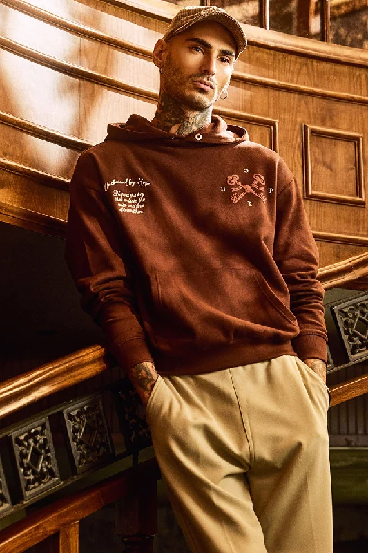 Legends Unchained Brown Embroidered Hoodie