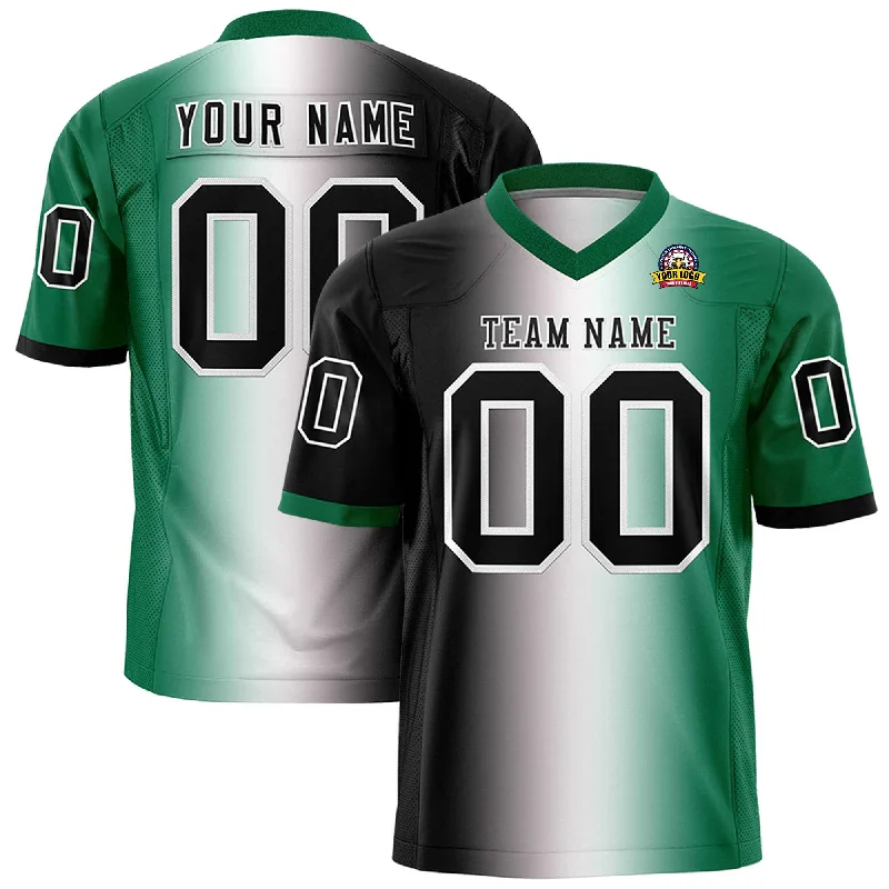 Custom Black White-Kelly Green Personalized Gradient Fashion Authentic Football Jersey