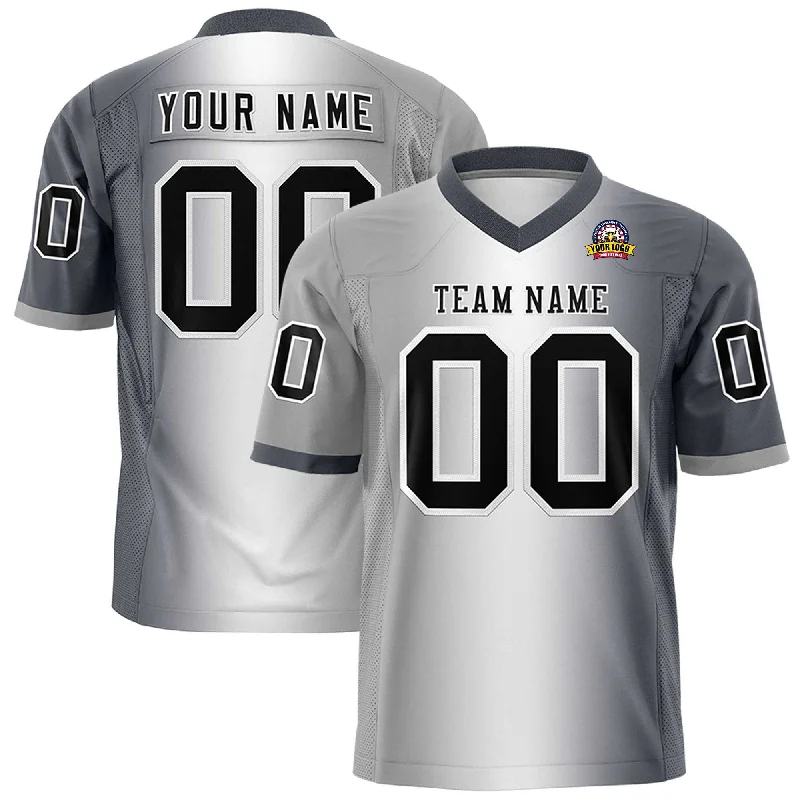 Custom Gray White-Dark Gray Personalized Gradient Fashion Authentic Football Jersey