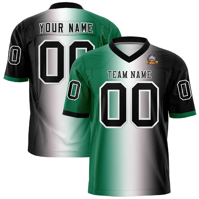 Custom Kelly Green White-Black Personalized Gradient Fashion Authentic Football Jersey