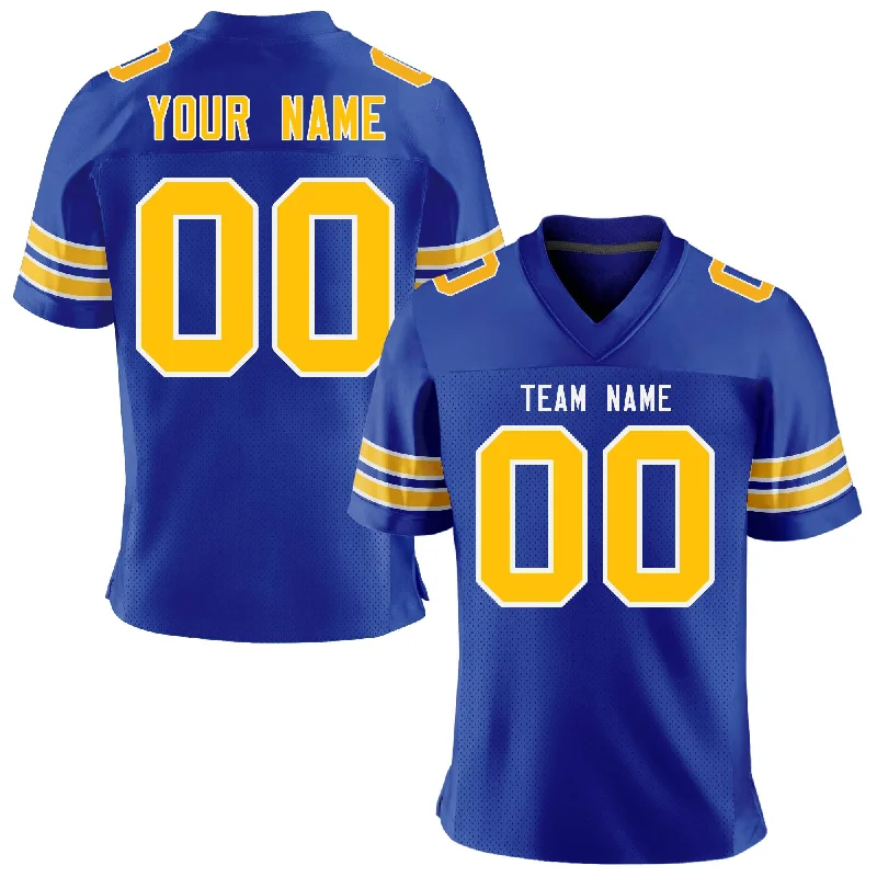 Custom Royal Gold-White Personalized Classic Mesh Authentic Football Jersey