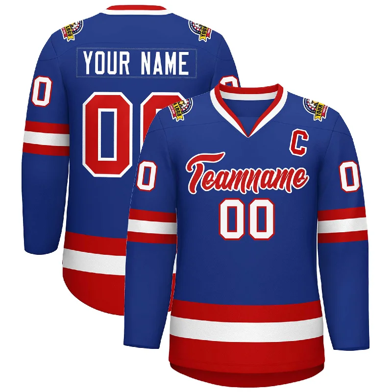 Custom Royal Red-White Classic Style Hockey Jersey