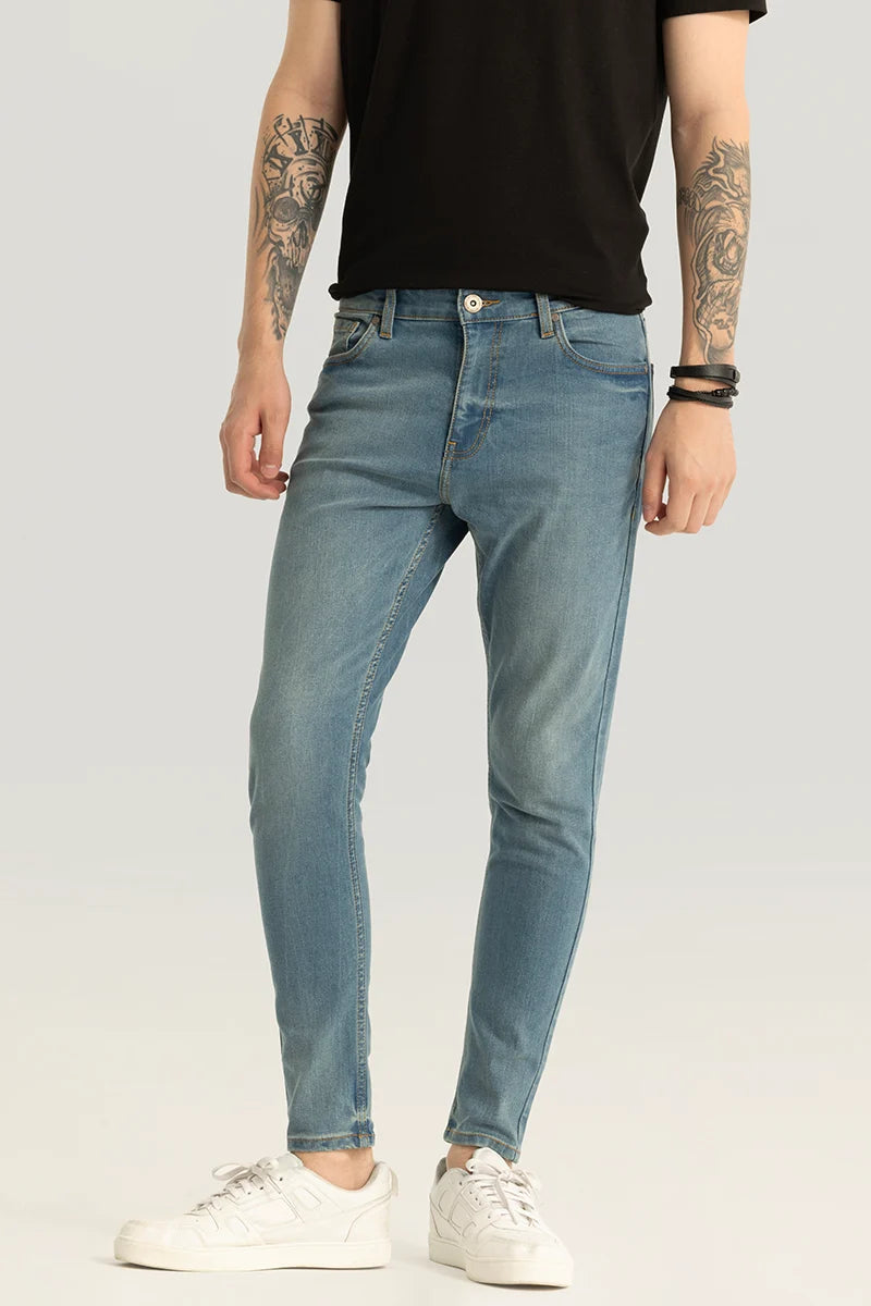 Delphine Blue Plain Skinny Fit Jeans