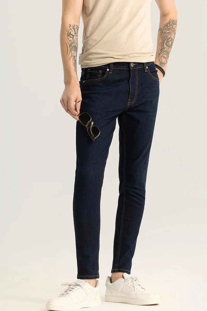 Delphine Deep Blue Plain Skinny Fit Jeans