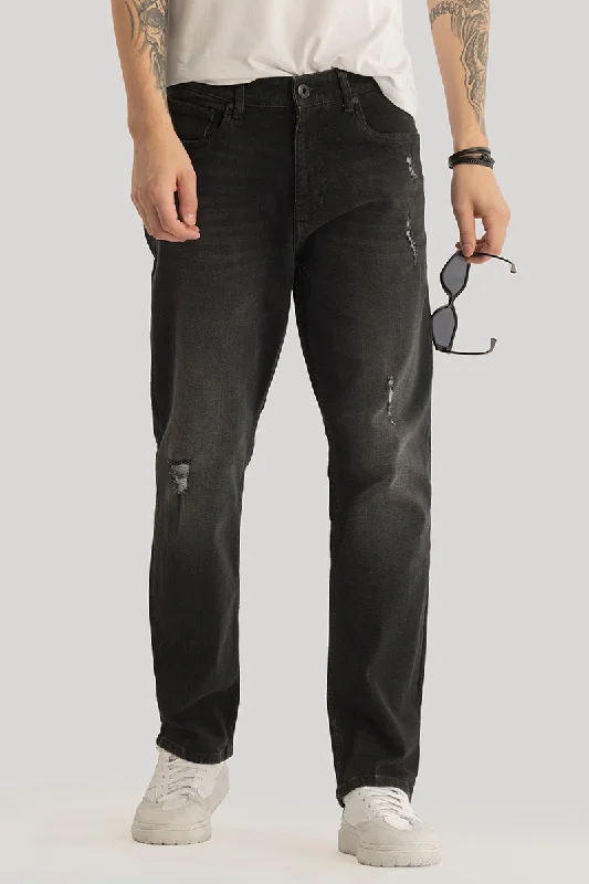 Ember Black Distressed Comfort Fit Jeans