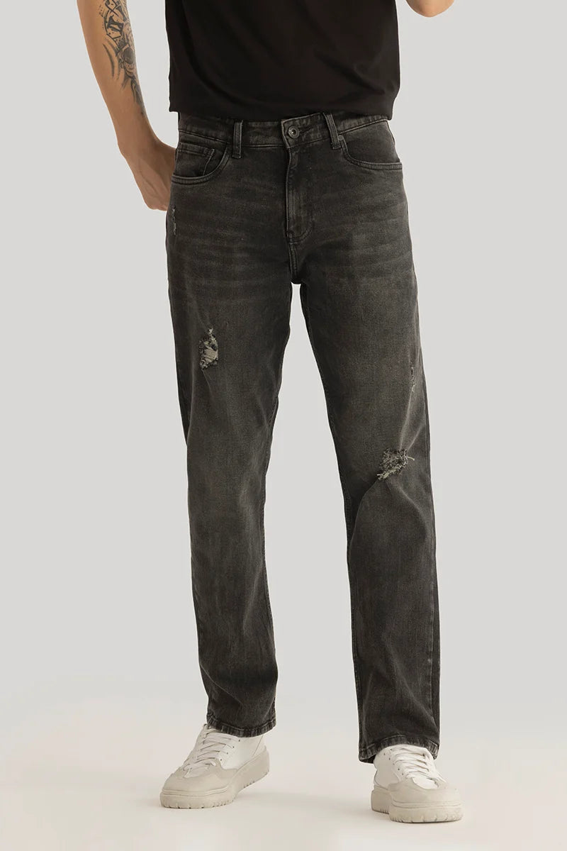 Ember Grunge Black Distressed Comfort Fit Jeans