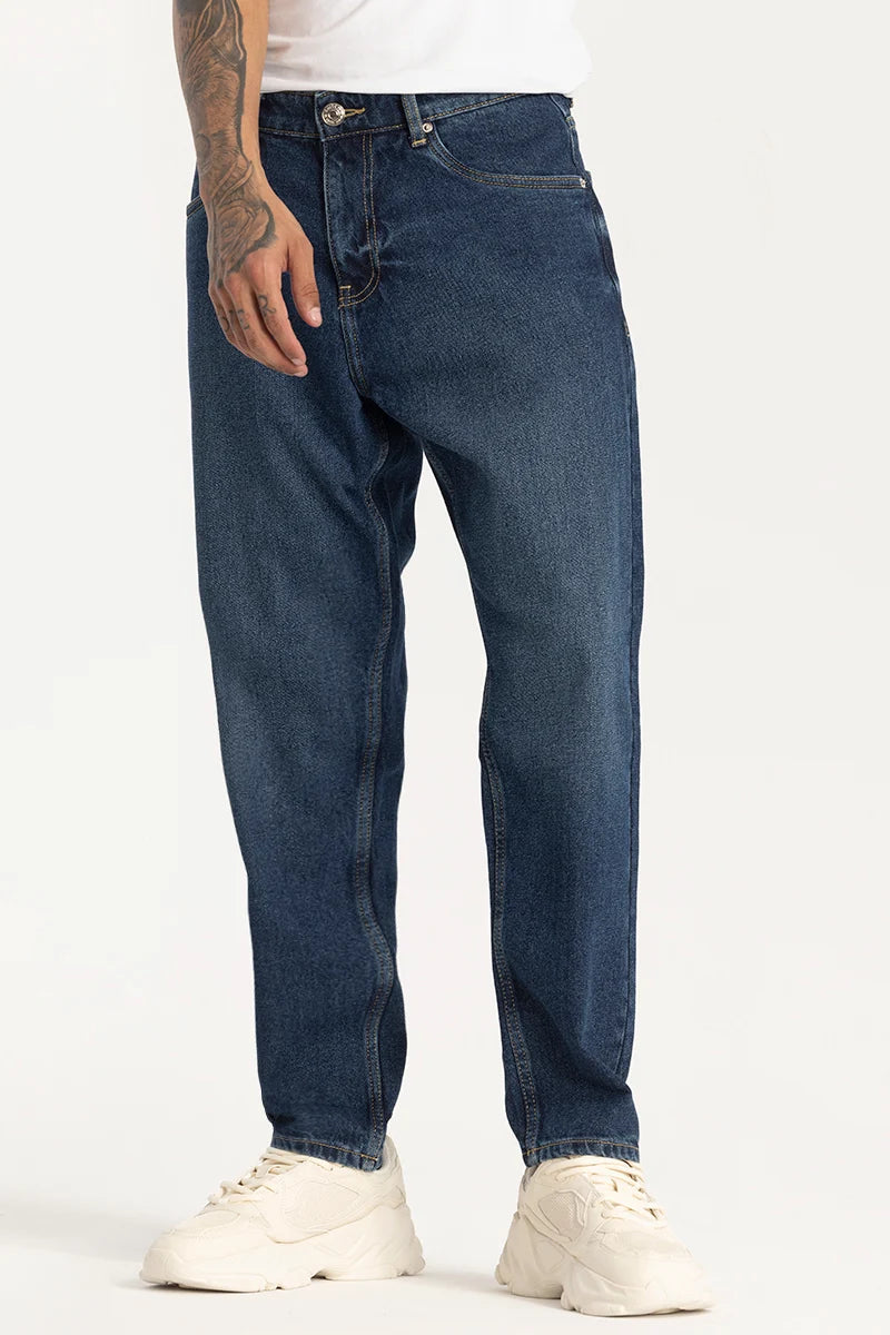 Indigo Plain Baggy Fit Jeans