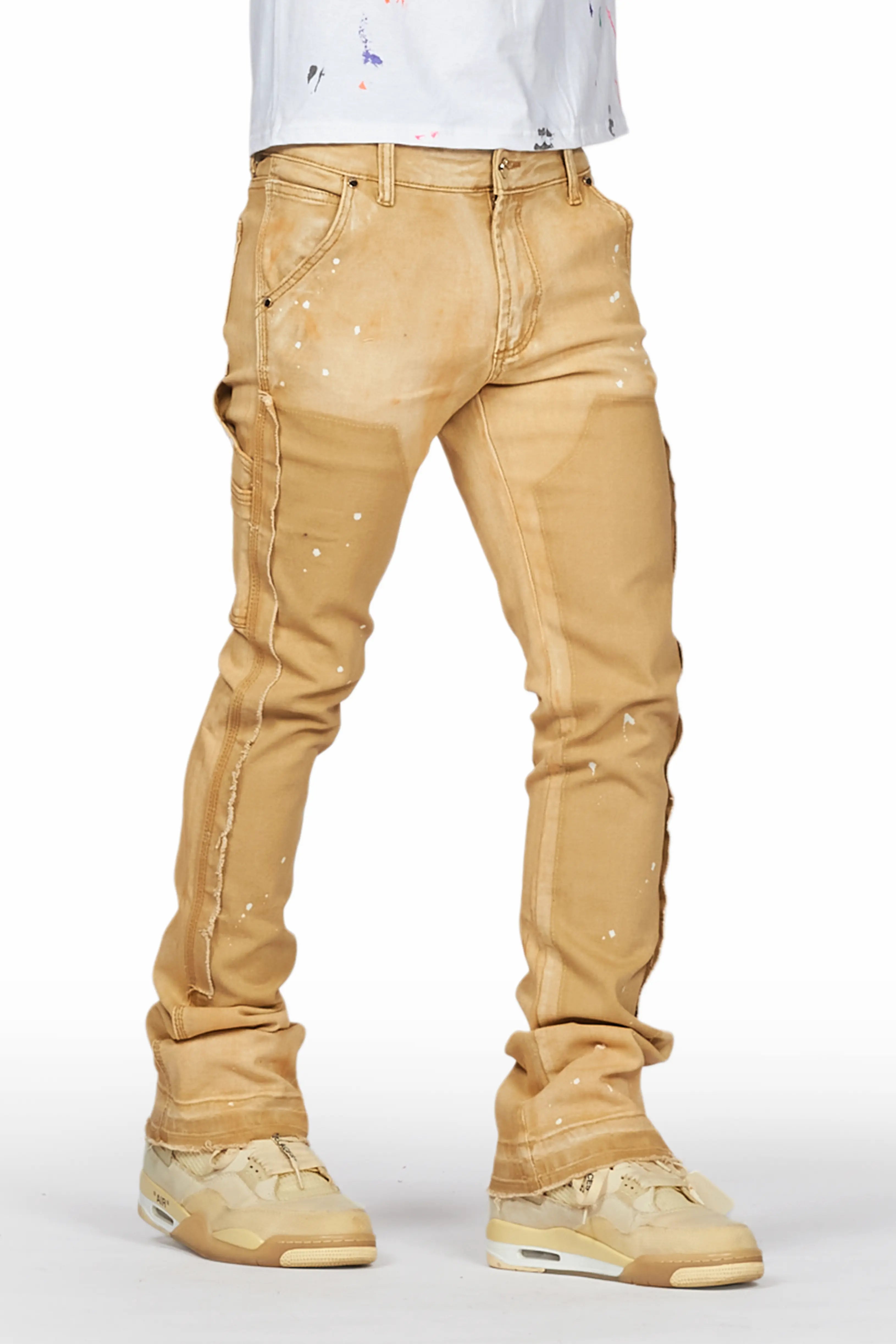 Serrano Beige Stacked Flare Jean