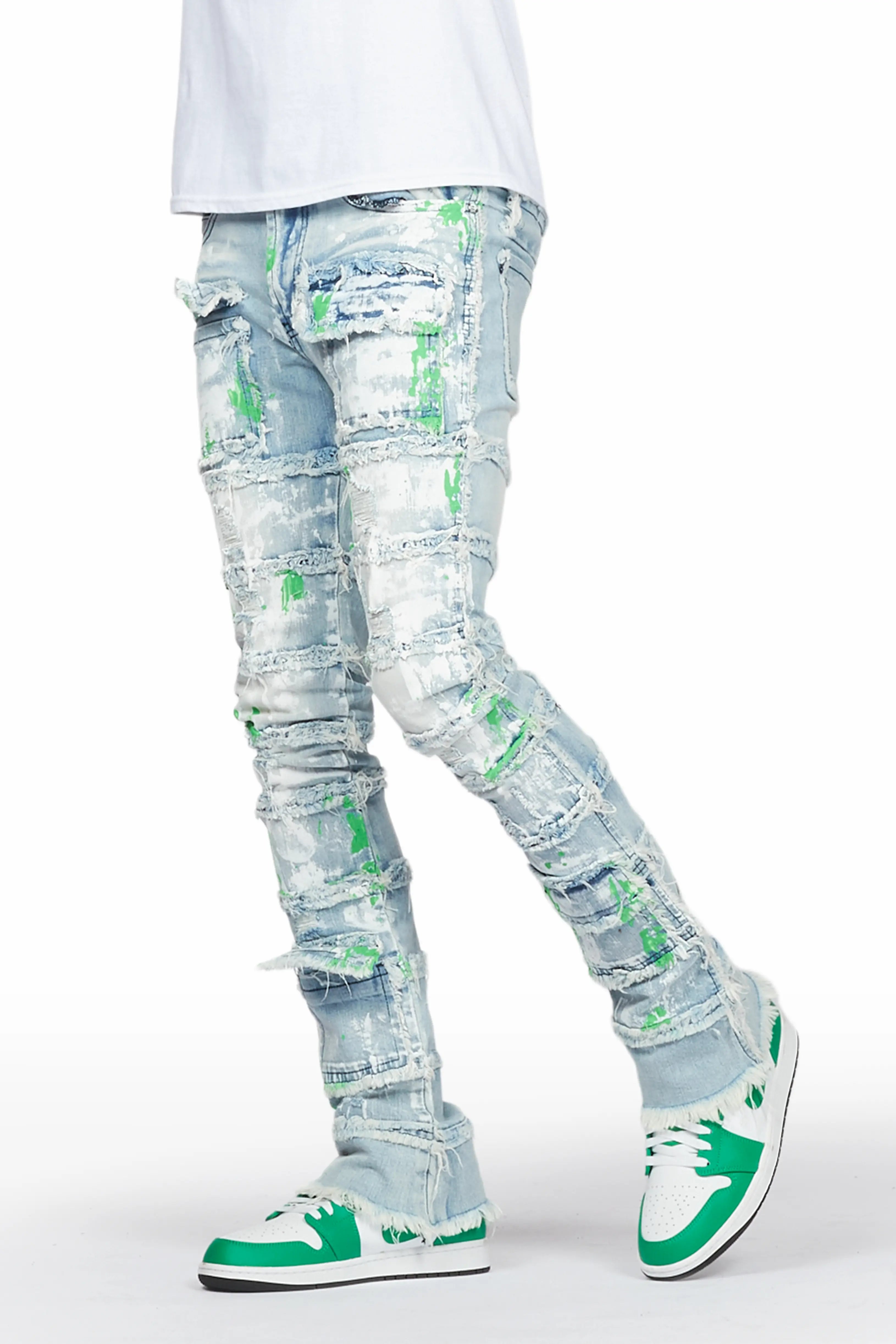 Jadin Blue Painter Stacked Flare Jean