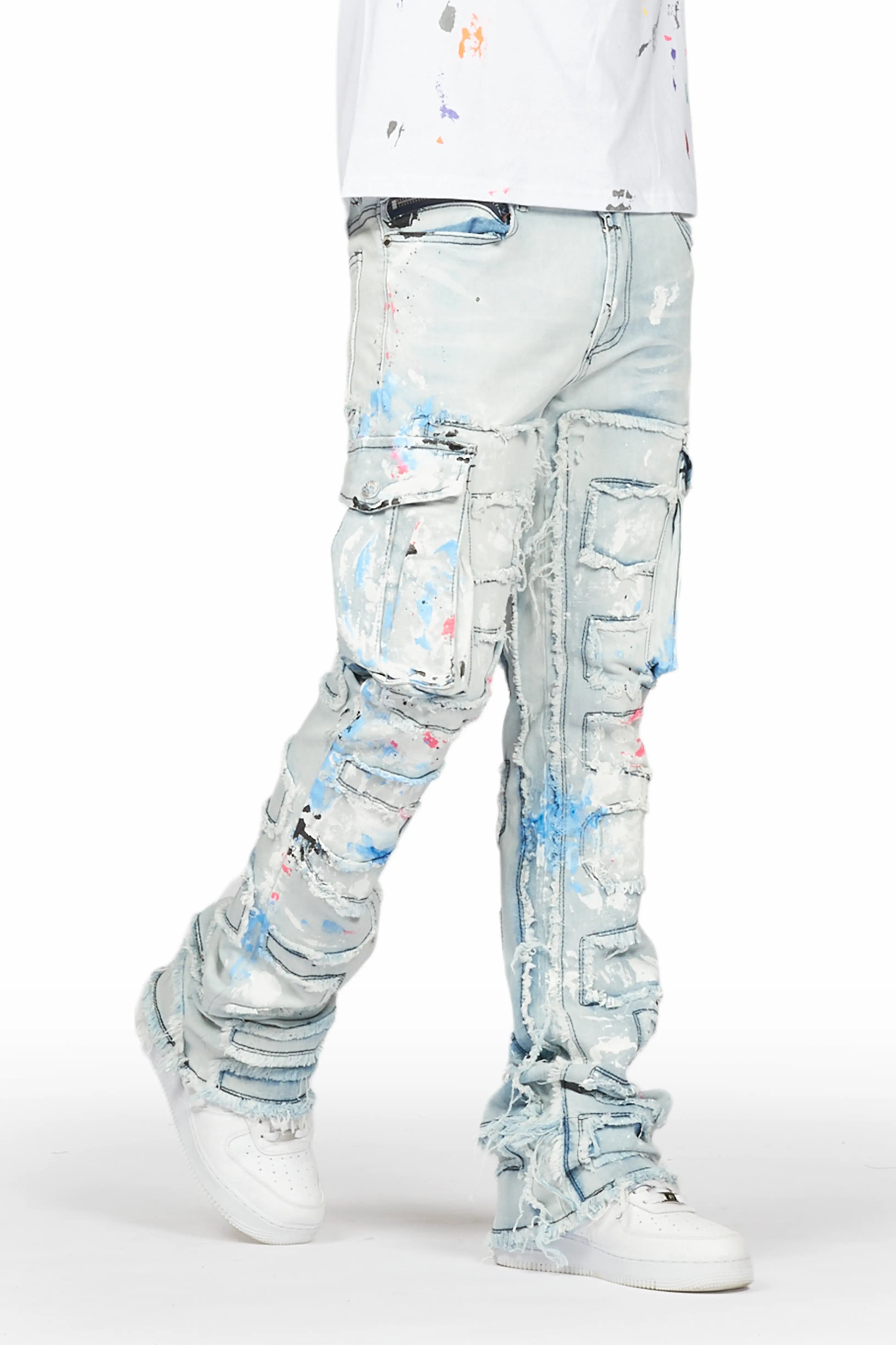 Farren Blue Painter Stacked Flare Jean